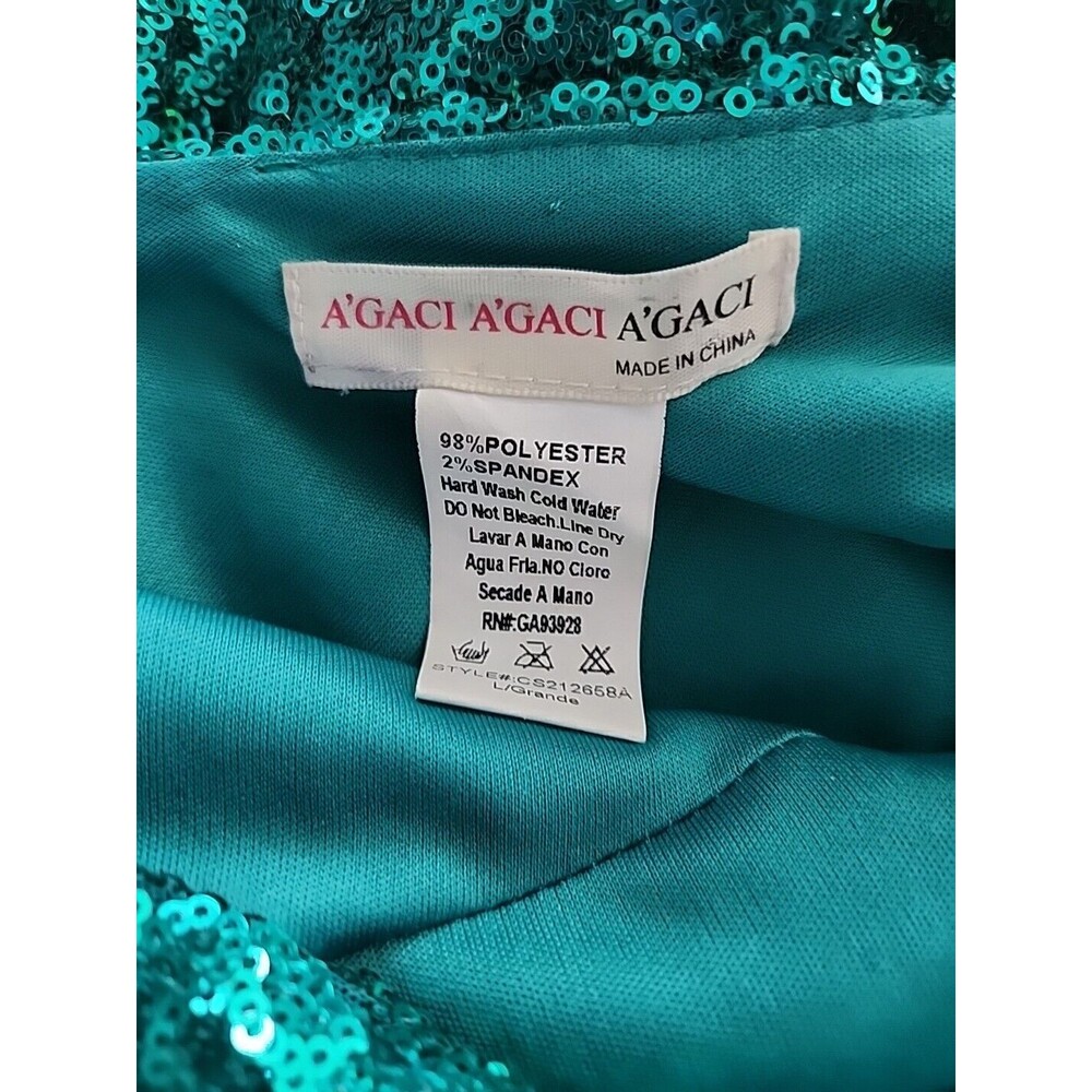 A'gaci Agaci Bodycon Mid Sleeve Dress Large Sequin Homecoming Festival Concert - Picture 12 of 12
